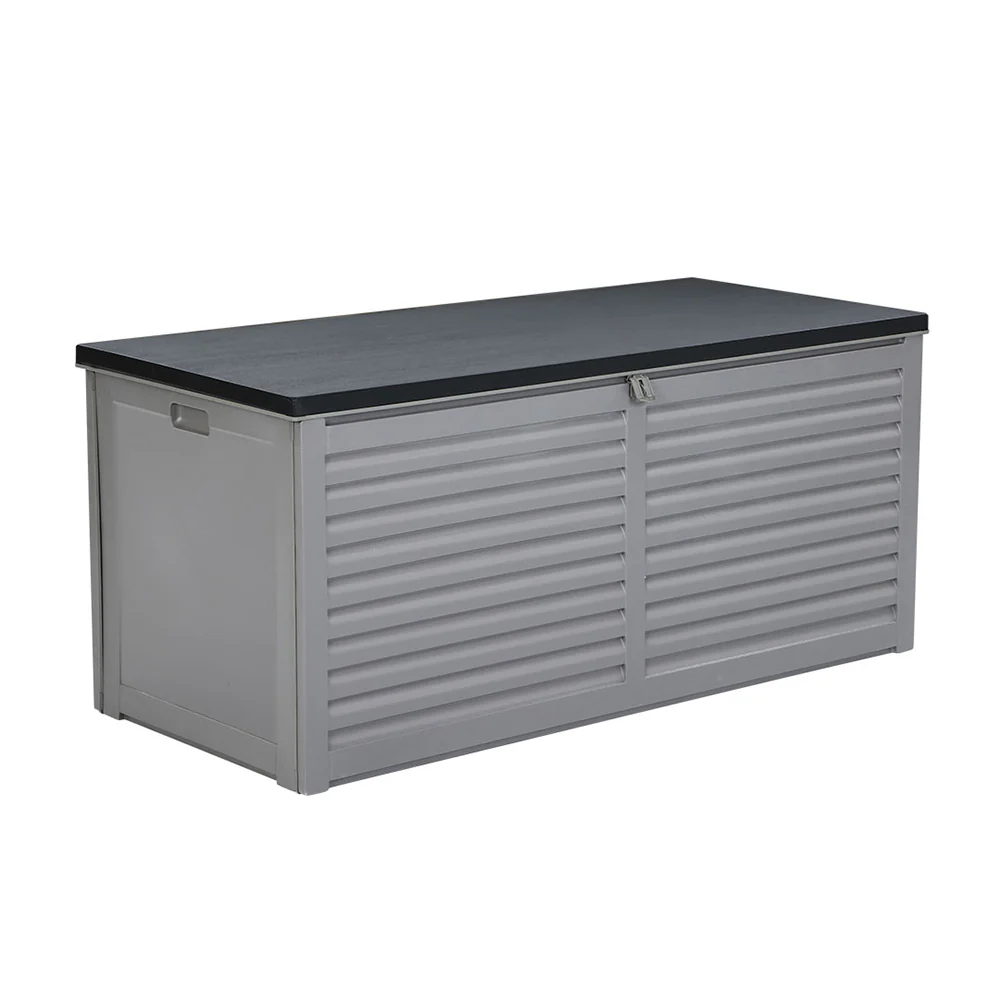 Outdoor Storage Box 490L Container Lockable Garden Bench Tools Toy Shed Black - Image 4