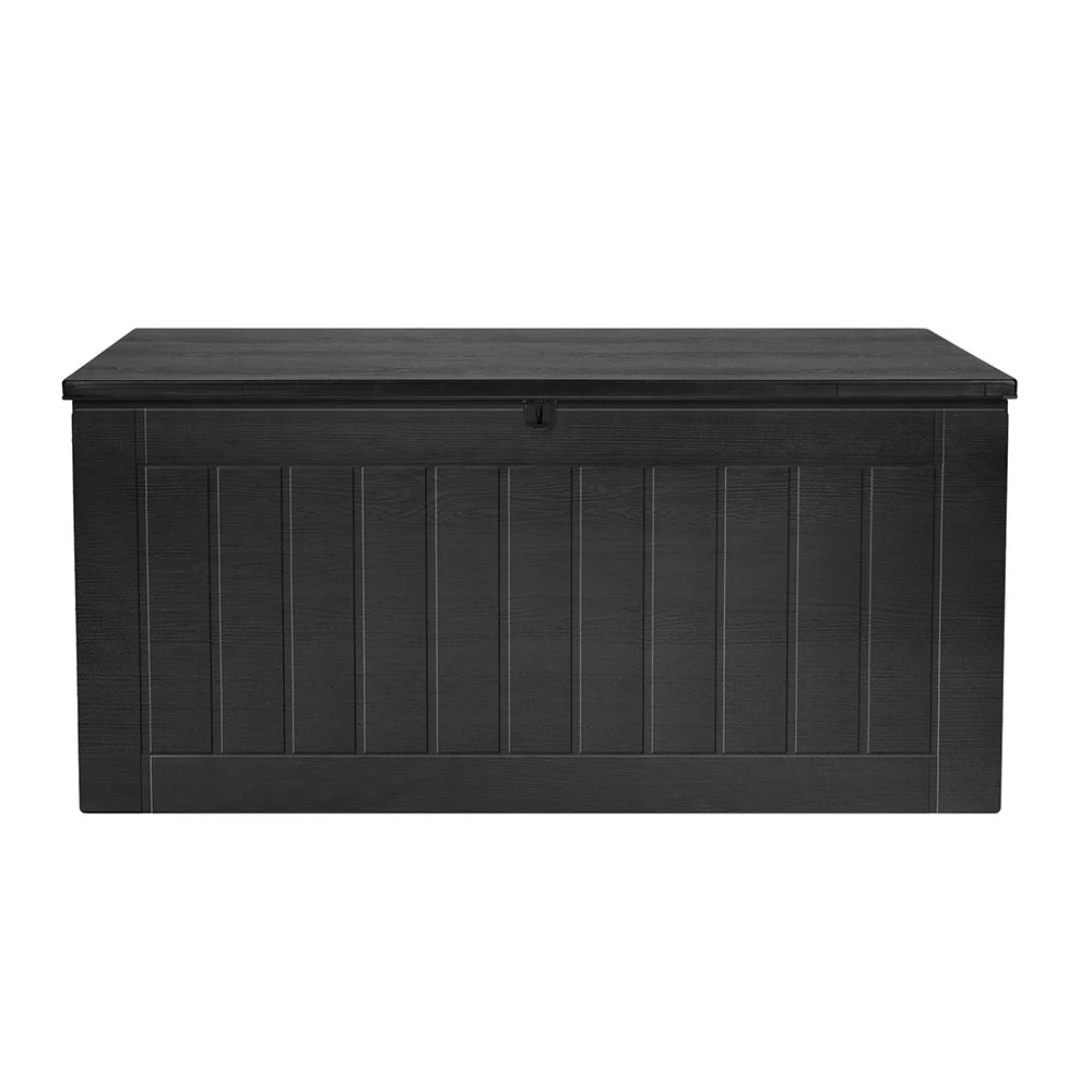 Outdoor Storage Box 830L Container Lockable Bench Tool Shed All Black - Image 3