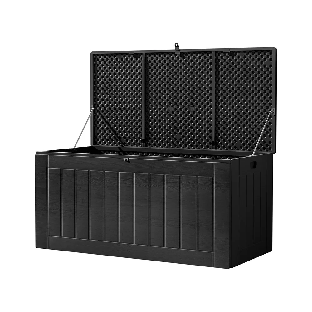 Outdoor Storage Box 830L Container Lockable Bench Tool Shed All Black - Image 7
