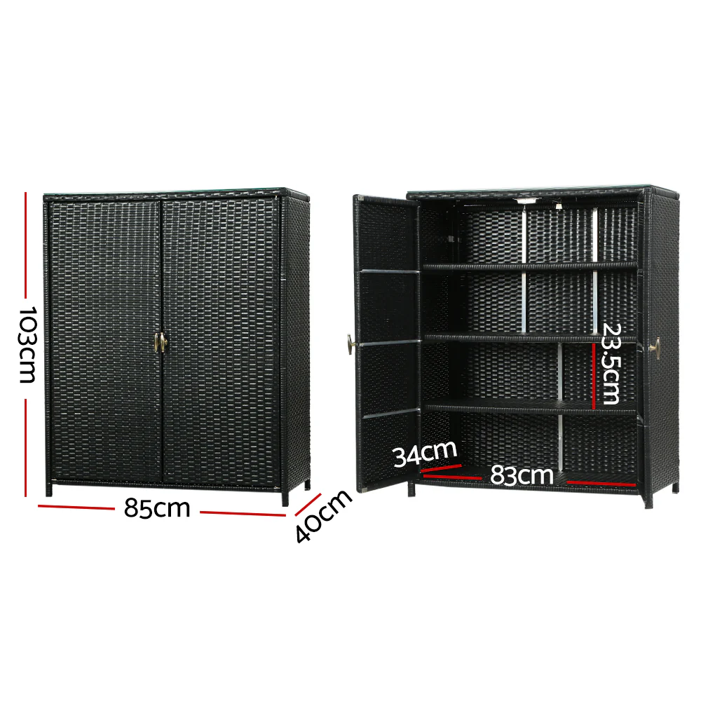 Outdoor Storage Cabinet Box Garage Wicker Shelf Chest Garden Shed Tools - Image 3