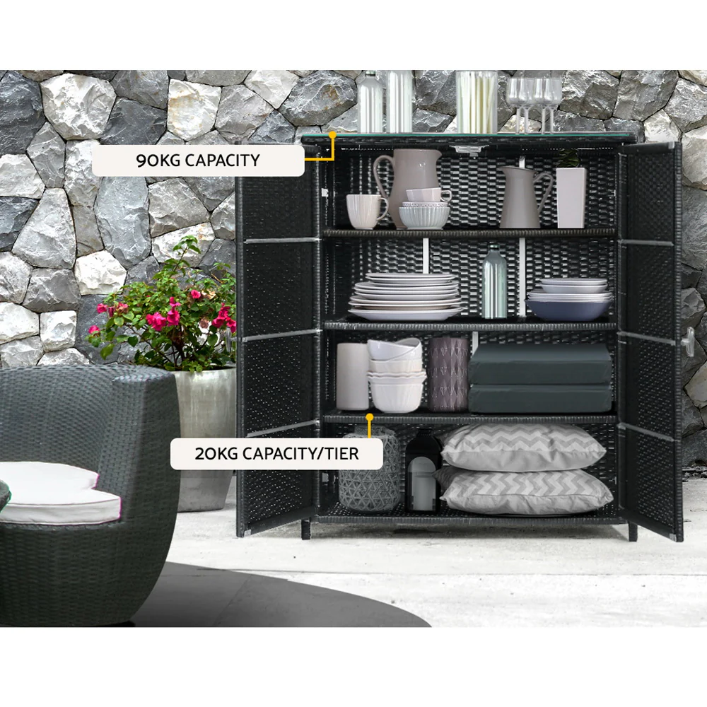Outdoor Storage Cabinet Box Garage Wicker Shelf Chest Garden Shed Tools - Image 6