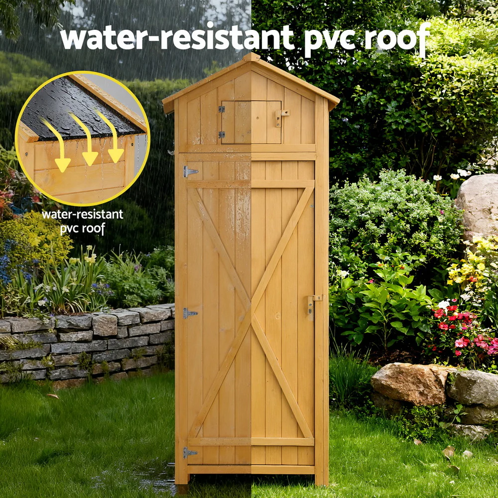 Outdoor Storage Cabinet Cupboard Folding Table Tool Organizer Shed Adjustable - Image 8