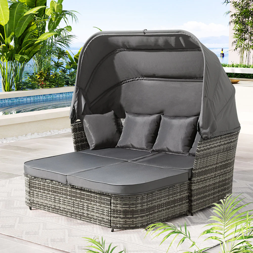 Outdoor Sun Lounge Setting Patio Furniture Wicker Sofa Garden Day Bed - Image 7