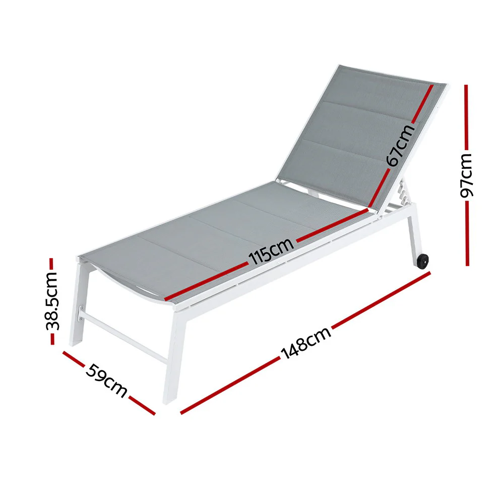Outdoor Sun Lounger with Wheels - White - Image 2