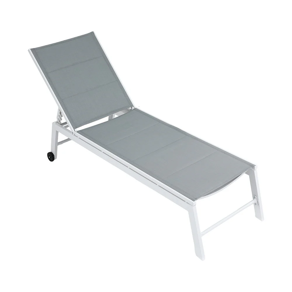 Outdoor Sun Lounger with Wheels - White - Image 3