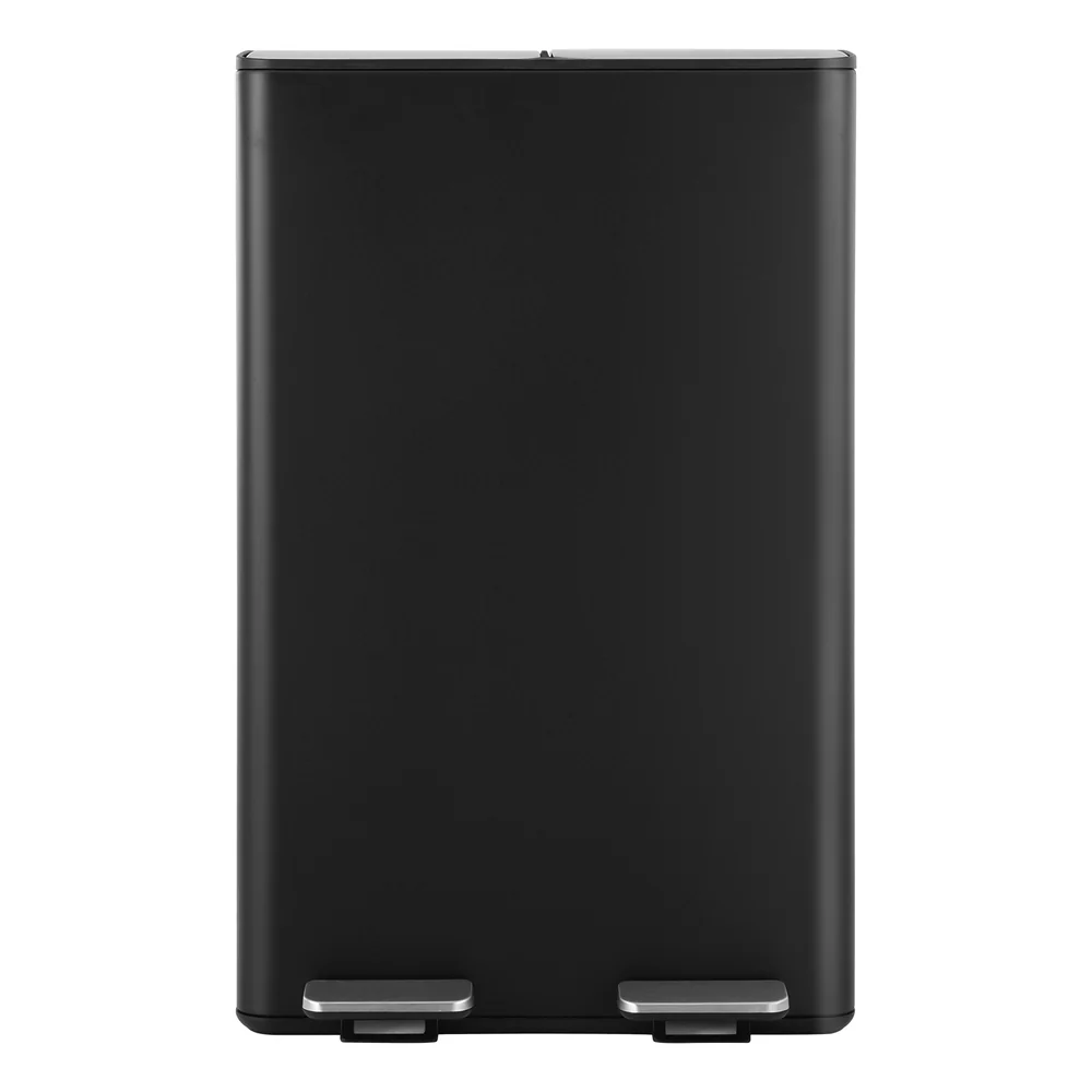 Pedal Bins Rubbish Bin Dual Compartment Waste Recycle Dustbins 60L Black - Image 3