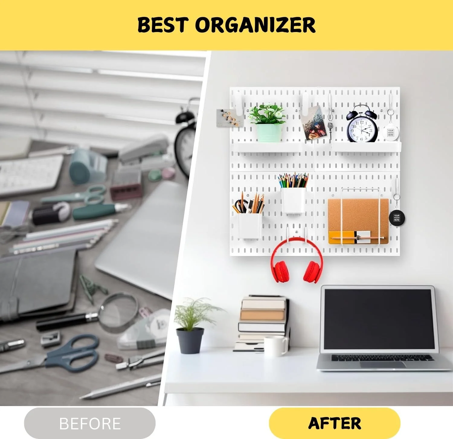 Pegboard Combination Kit with 4 Pegboards and 18 Accessories Modular Hanging for Wall Organiser - Image 3