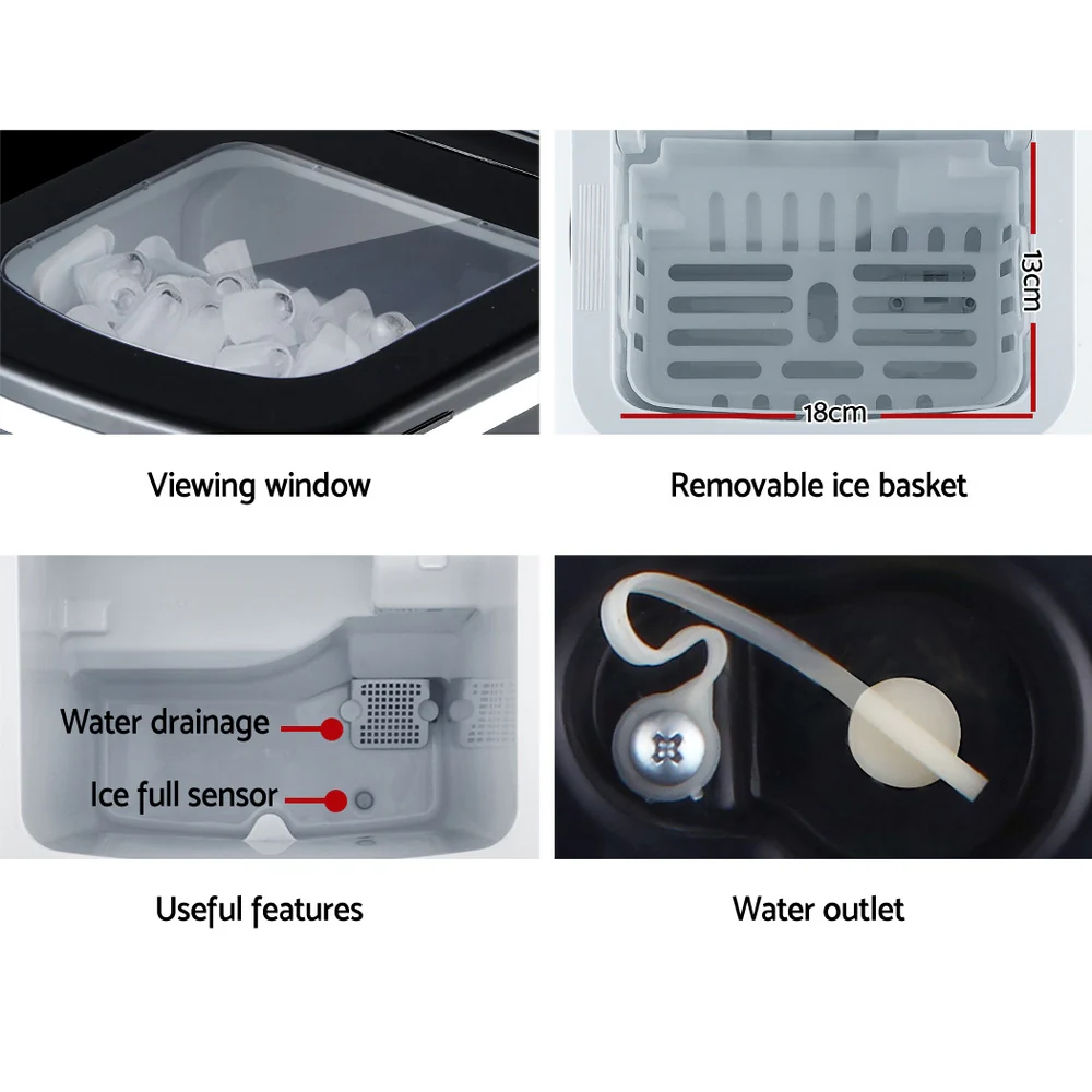 Portable Ice Cube Maker Machine 2L Home Bar Benchtop Easy Quick Black - Image 7