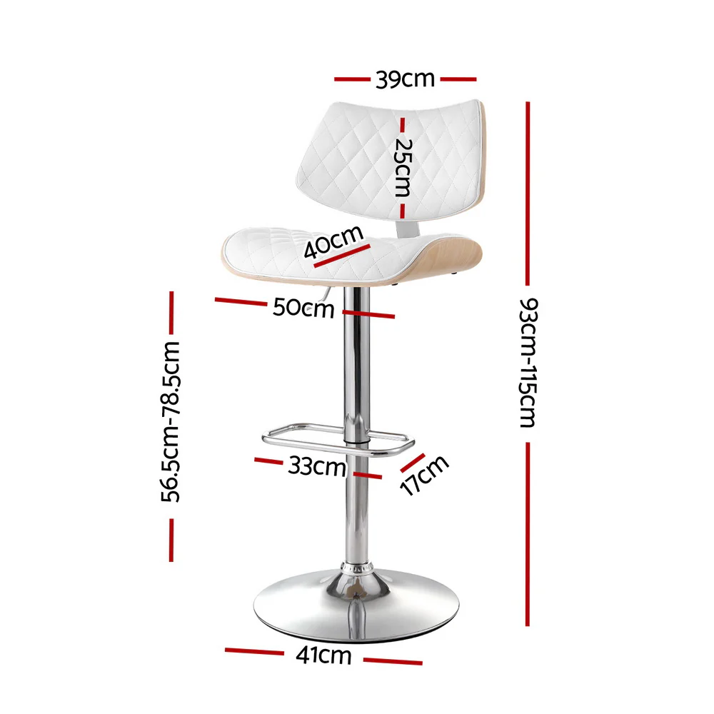 Quentin Gas Lift Bar Stool - White - Image 2