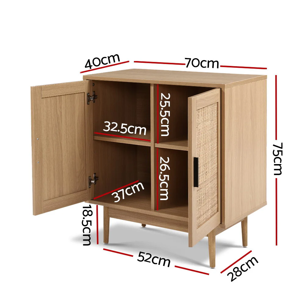 Rattan Buffet Sideboard 2 Doors - BRIONY Oak - Image 3