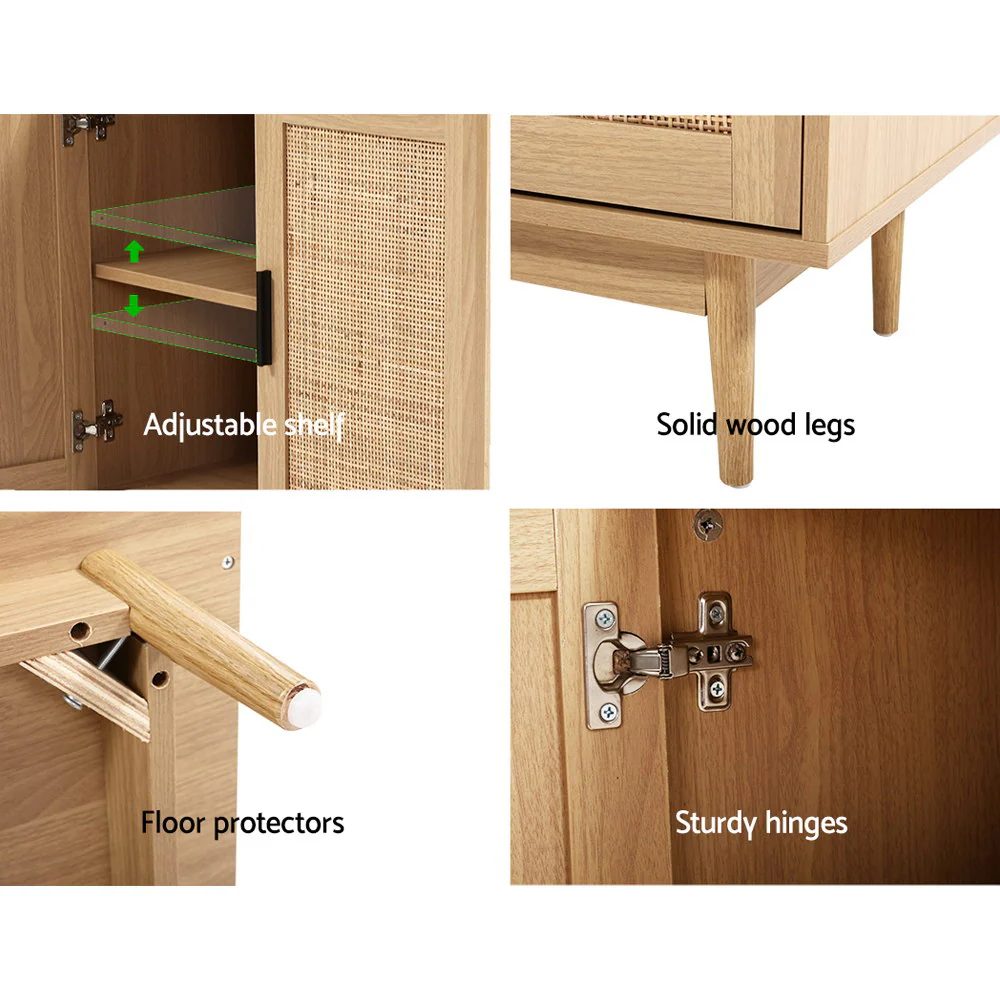 Rattan Buffet Sideboard 2 Doors - BRIONY Oak - Image 7