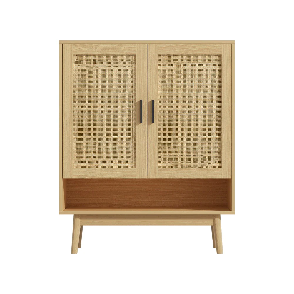 Rattan Shoe Storage Cabinet – Wood - Image 4