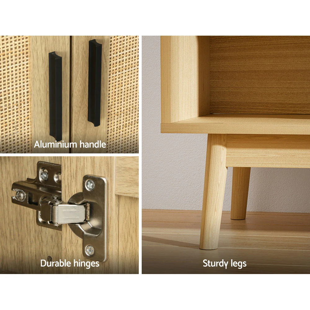 Rattan Shoe Storage Cabinet – Wood - Image 5