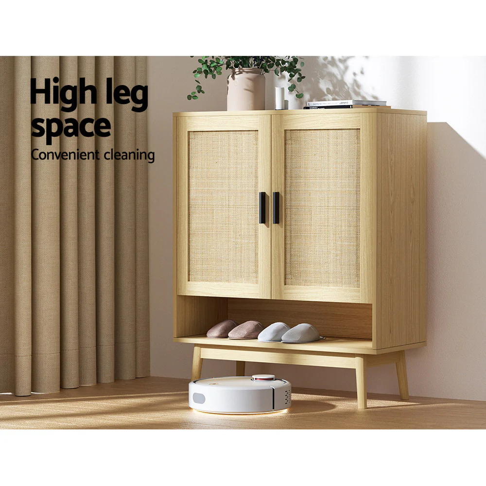 Rattan Shoe Storage Cabinet – Wood - Image 7