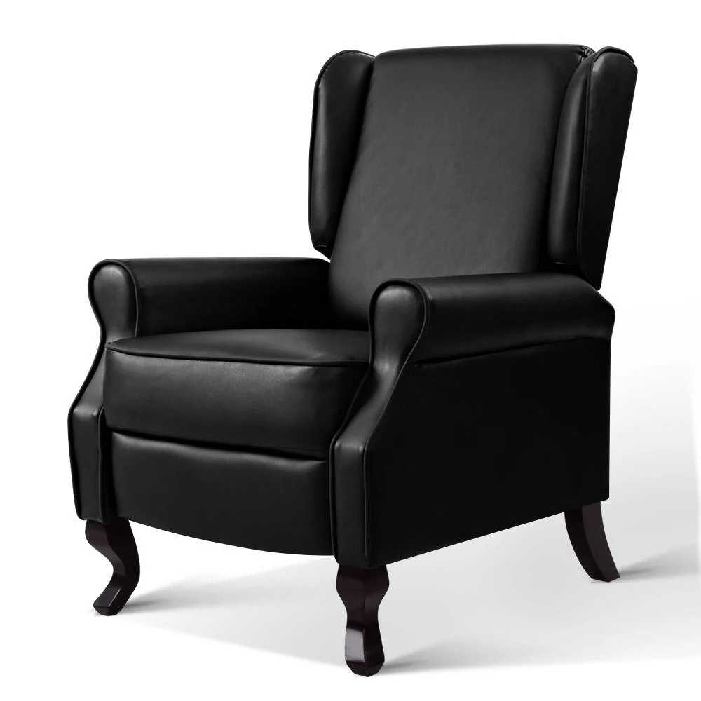 Recliner Armchair Black Faux Leather Domini - Image 7