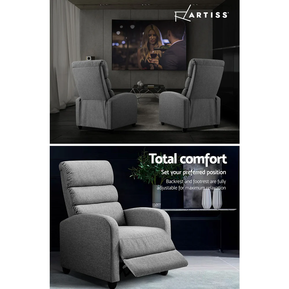 Recliner Armchair Grey Fabric Bolivia - Image 5