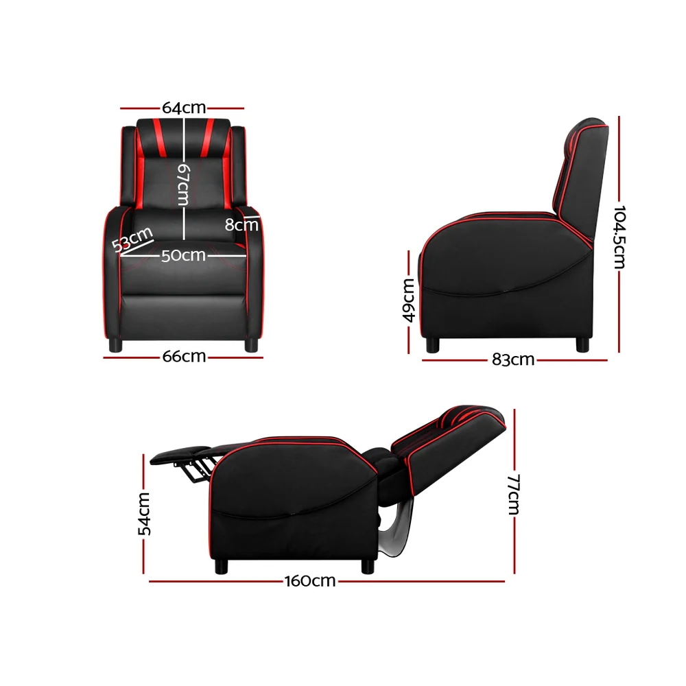 Recliner Chair Gaming Chair Leather Black Serik - Image 2