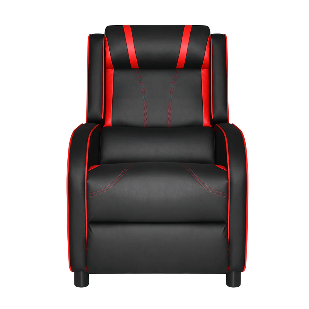 Recliner Chair Gaming Chair Leather Black Serik - Image 3
