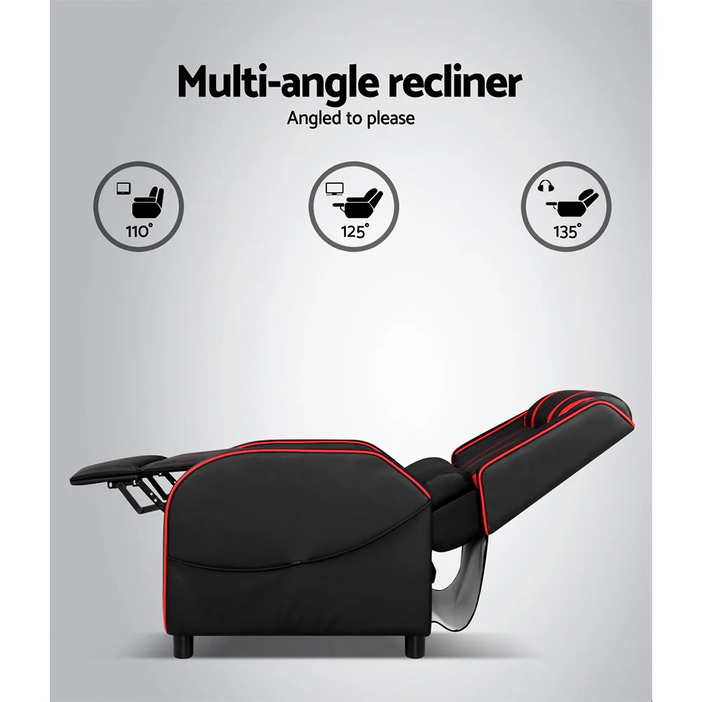 Recliner Chair Gaming Chair Leather Black Serik - Image 5