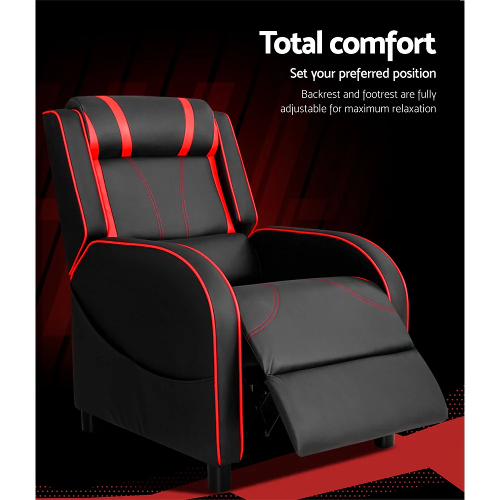 Recliner Chair Gaming Chair Leather Black Serik - Image 6