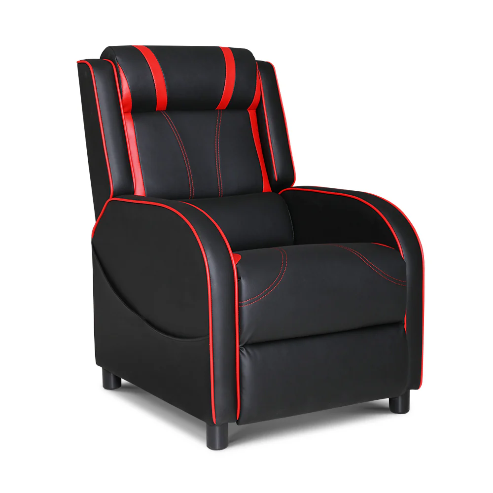 Recliner Chair Gaming Chair Leather Black Serik - Image 8