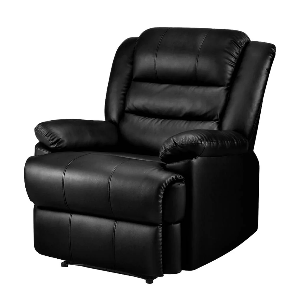 Recliner Chair Leather Black Cissy - Image 7