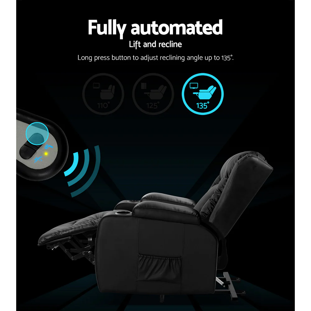 Riser Recliner Chair Lift Assist Heated Massage Chair Leather - Image 3