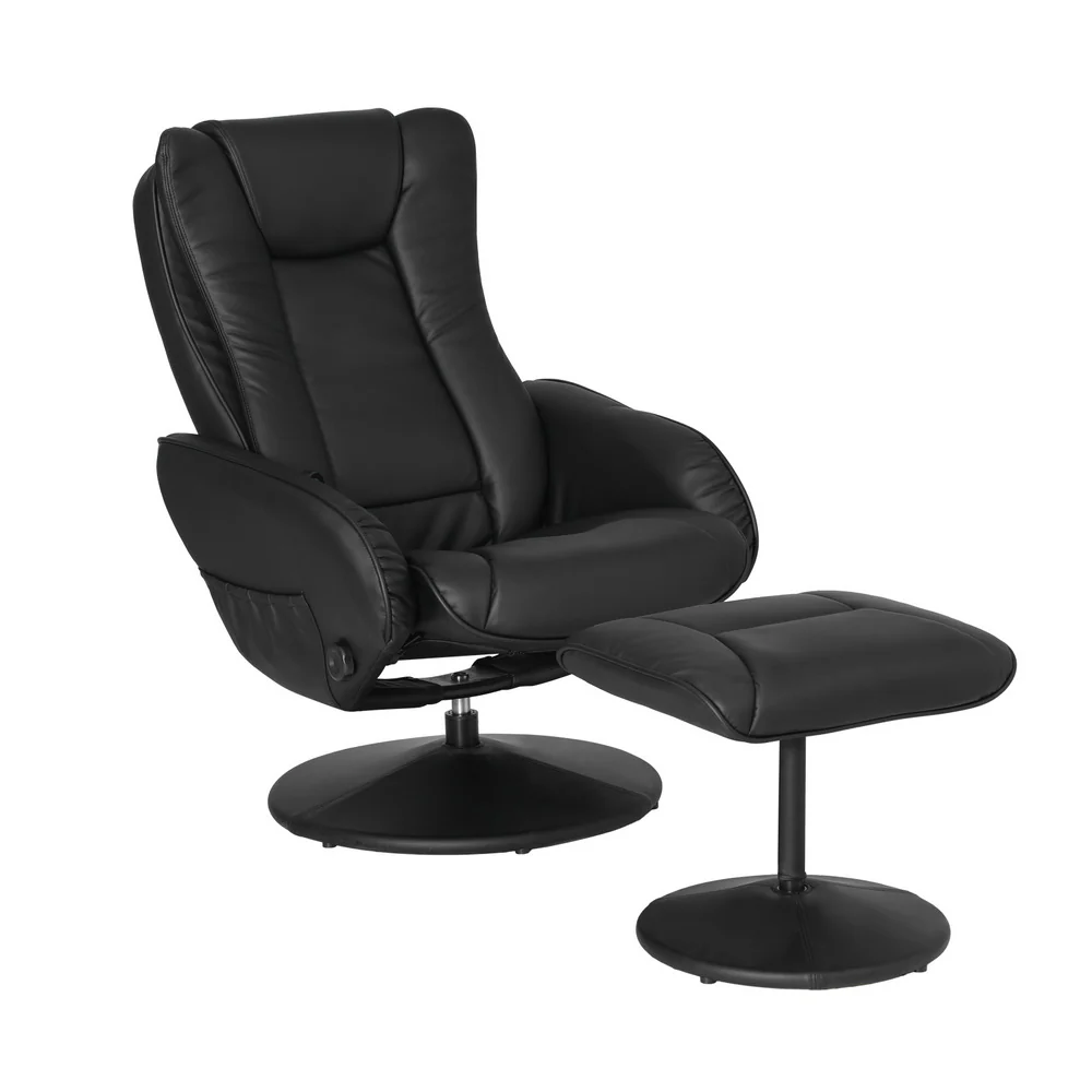 Recliner Chair Ottoman Heated Massage Black - Image 3