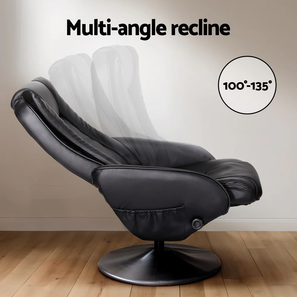 Recliner Chair Ottoman Heated Massage Black - Image 4