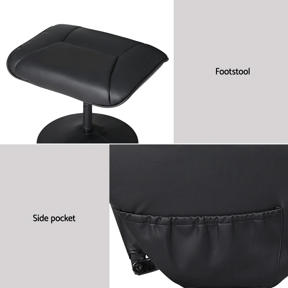 Recliner Chair Ottoman Heated Massage Black - Image 6