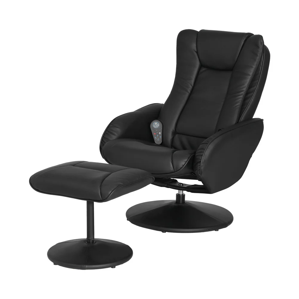 Recliner Chair Ottoman Heated Massage Black - Image 7