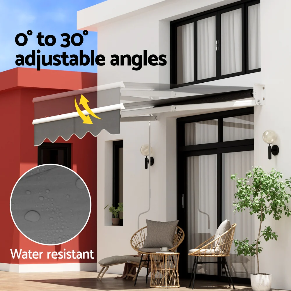 Retractable Folding Arm Awning Manual Sunshade 2Mx1.5M Grey - Image 5