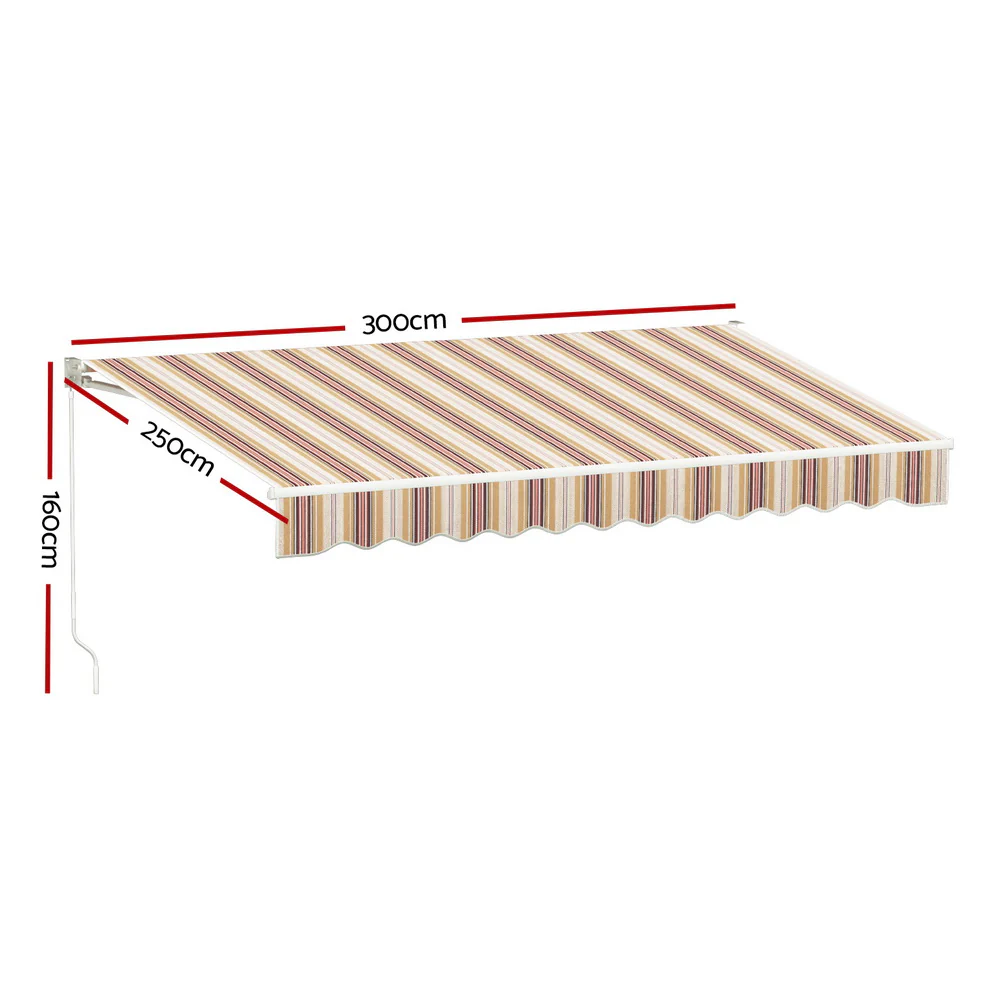 Retractable Folding Arm Awning Manual Sunshade 3Mx2.5M Beige Brown - Image 2