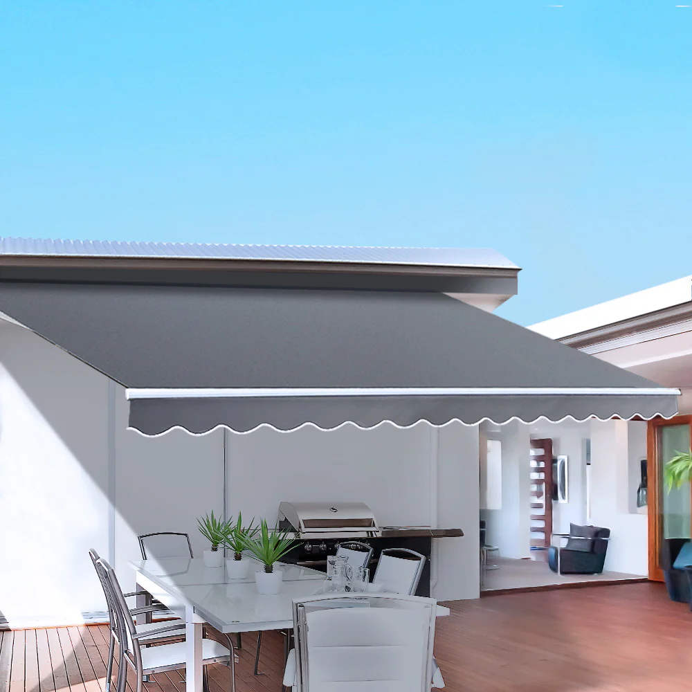 Retractable Folding Arm Awning Manual Sunshade 3Mx2.5M Grey