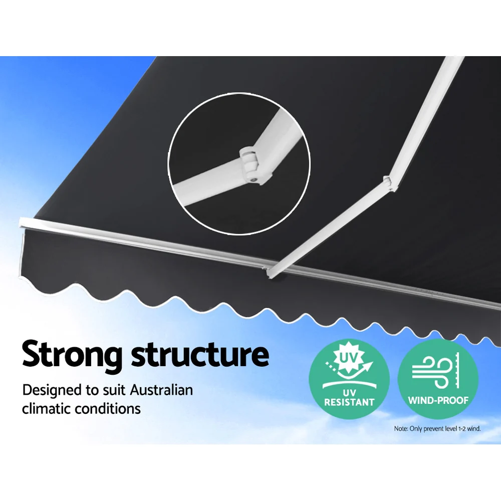 Retractable Folding Arm Awning Manual Sunshade 3Mx2.5M Grey - Image 4
