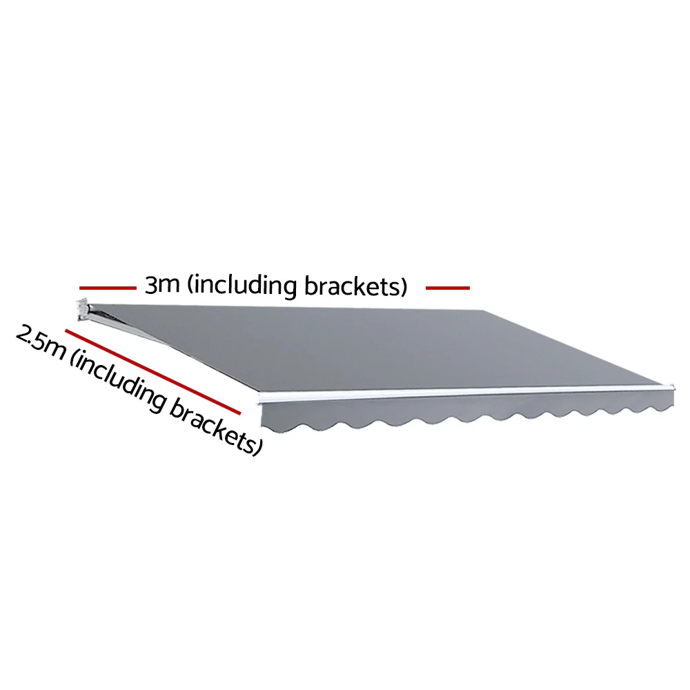 Retractable Folding Arm Awning Manual Sunshade 3Mx2.5M Pearl Grey - Image 2