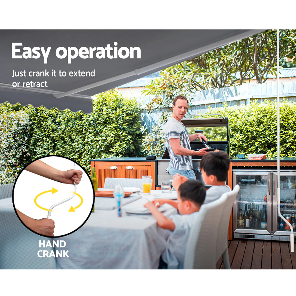 Retractable Folding Arm Awning Manual Sunshade 3Mx2.5M Pearl Grey - Image 4