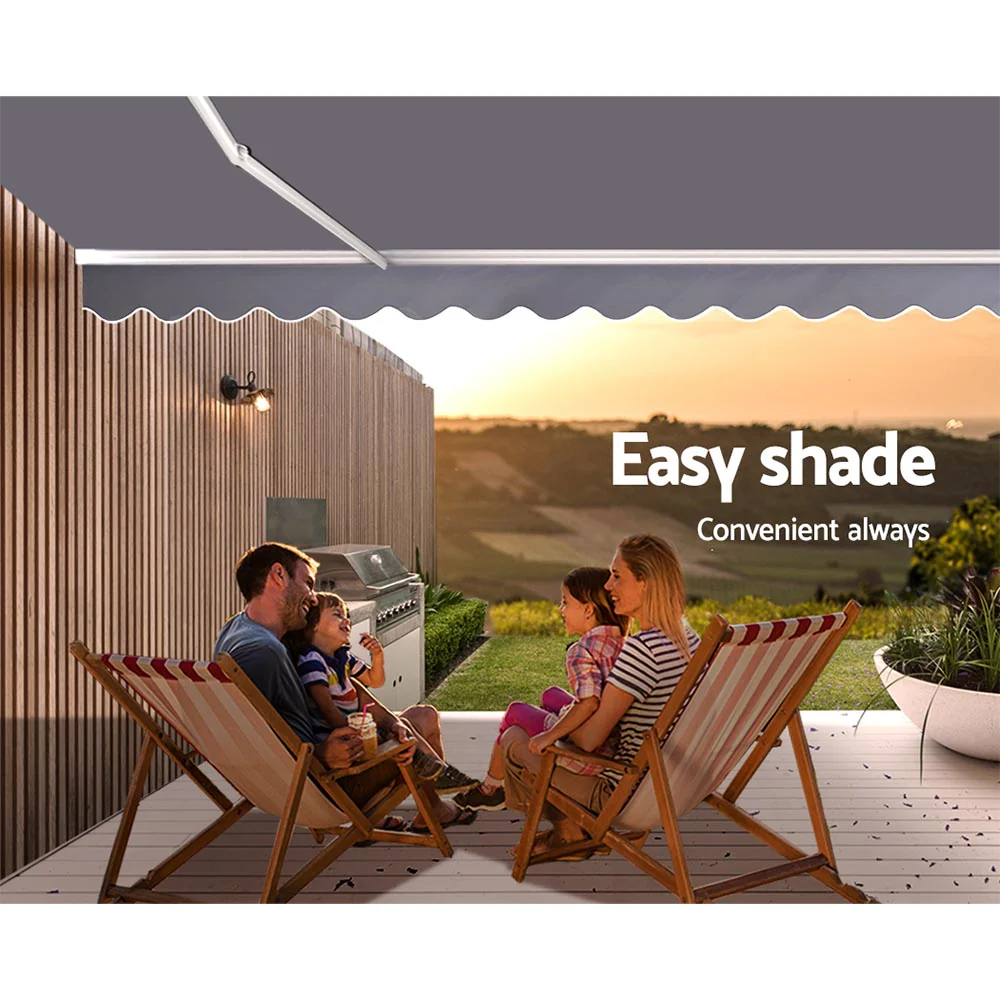 Retractable Folding Arm Awning Manual Sunshade 3Mx2.5M Pearl Grey - Image 6