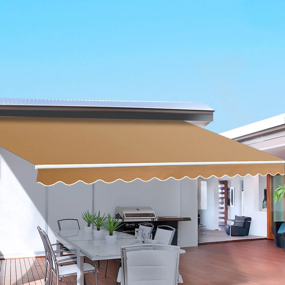 Retractable Folding Arm Awning Manual Sunshade 4Mx2.5M Beige