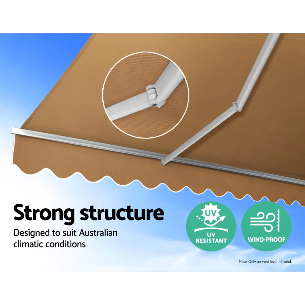 Retractable Folding Arm Awning Manual Sunshade 4Mx2.5M Beige - Image 3