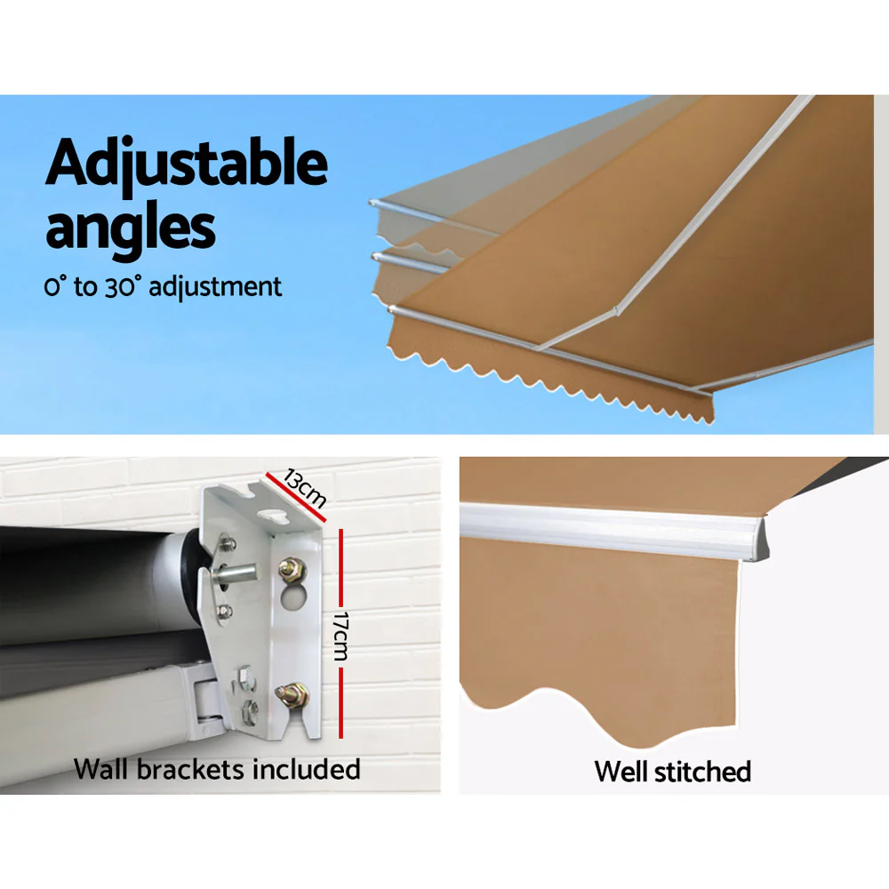 Retractable Folding Arm Awning Manual Sunshade 4Mx2.5M Beige - Image 5