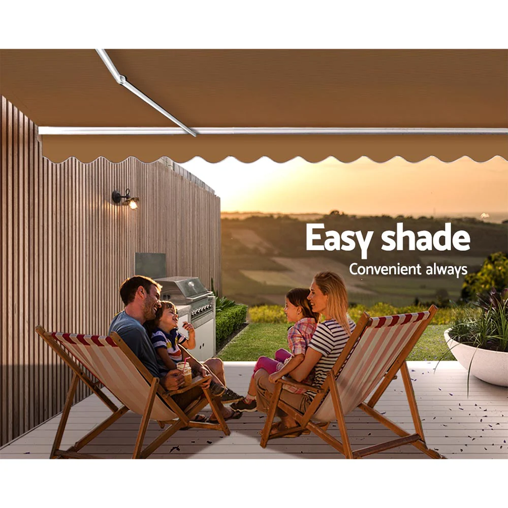 Retractable Folding Arm Awning Manual Sunshade 4Mx2.5M Beige - Image 6