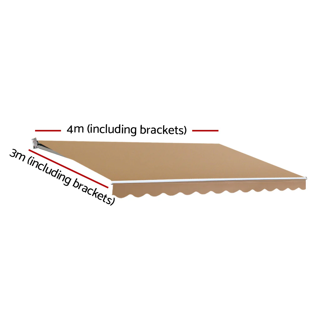 Retractable Folding Arm Awning Manual Sunshade 4Mx3M Beige - Image 2