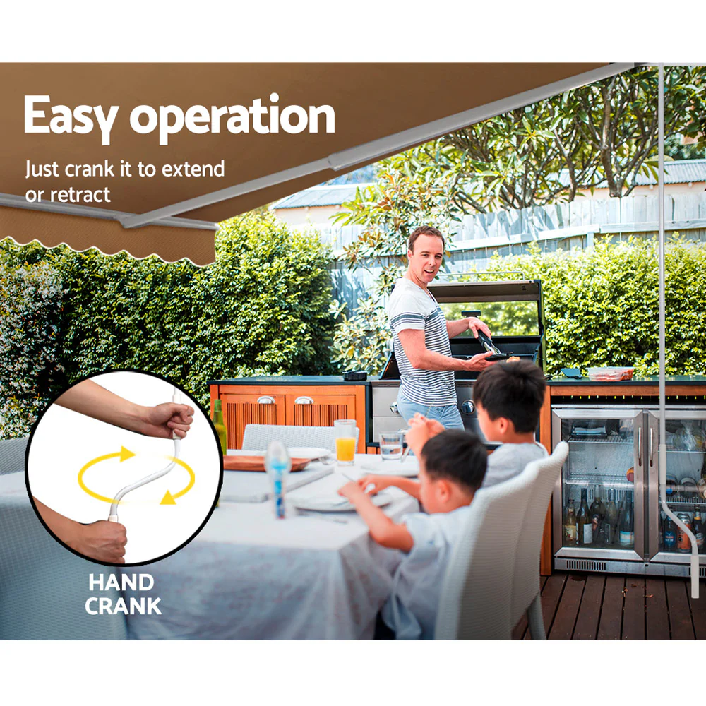 Retractable Folding Arm Awning Manual Sunshade 4Mx3M Beige - Image 4