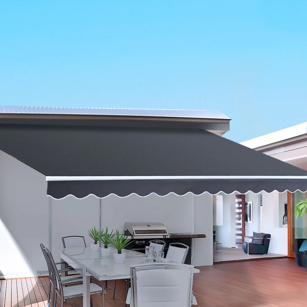 Retractable Folding Arm Awning Manual Sunshade 5Mx3M Grey
