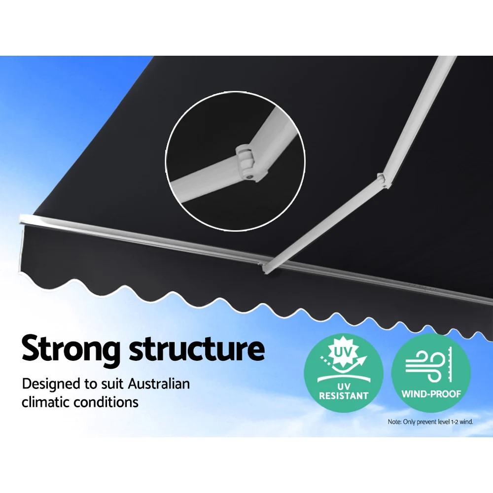 Retractable Folding Arm Awning Manual Sunshade 5Mx3M Grey - Image 3