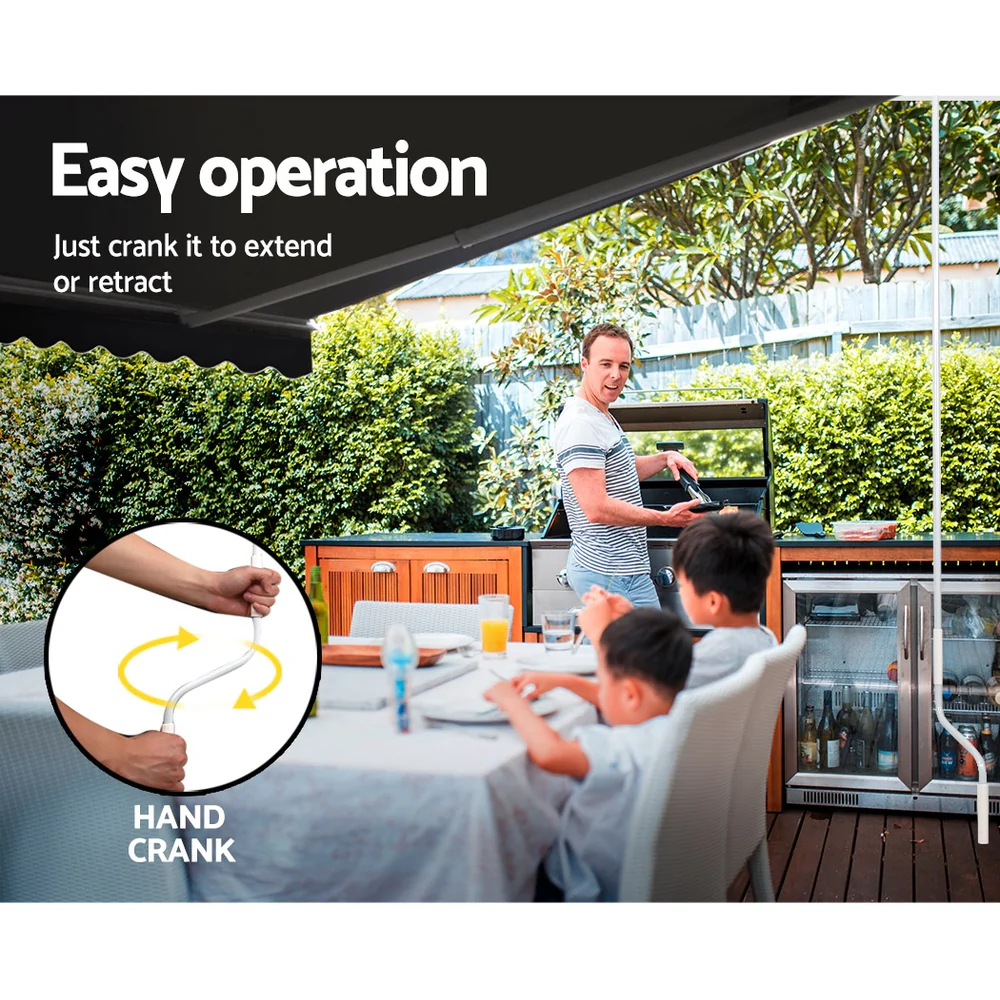 Retractable Folding Arm Awning Manual Sunshade 5Mx3M Grey - Image 4