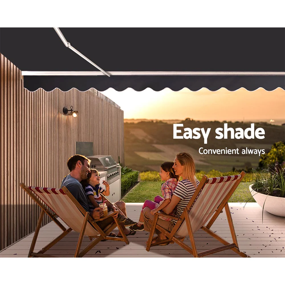 Retractable Folding Arm Awning Manual Sunshade 5Mx3M Grey - Image 6