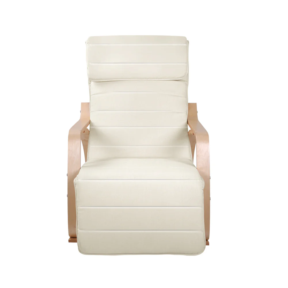 Rocking Armchair Bentwood Frame With Footrest Beige Afton - Image 3