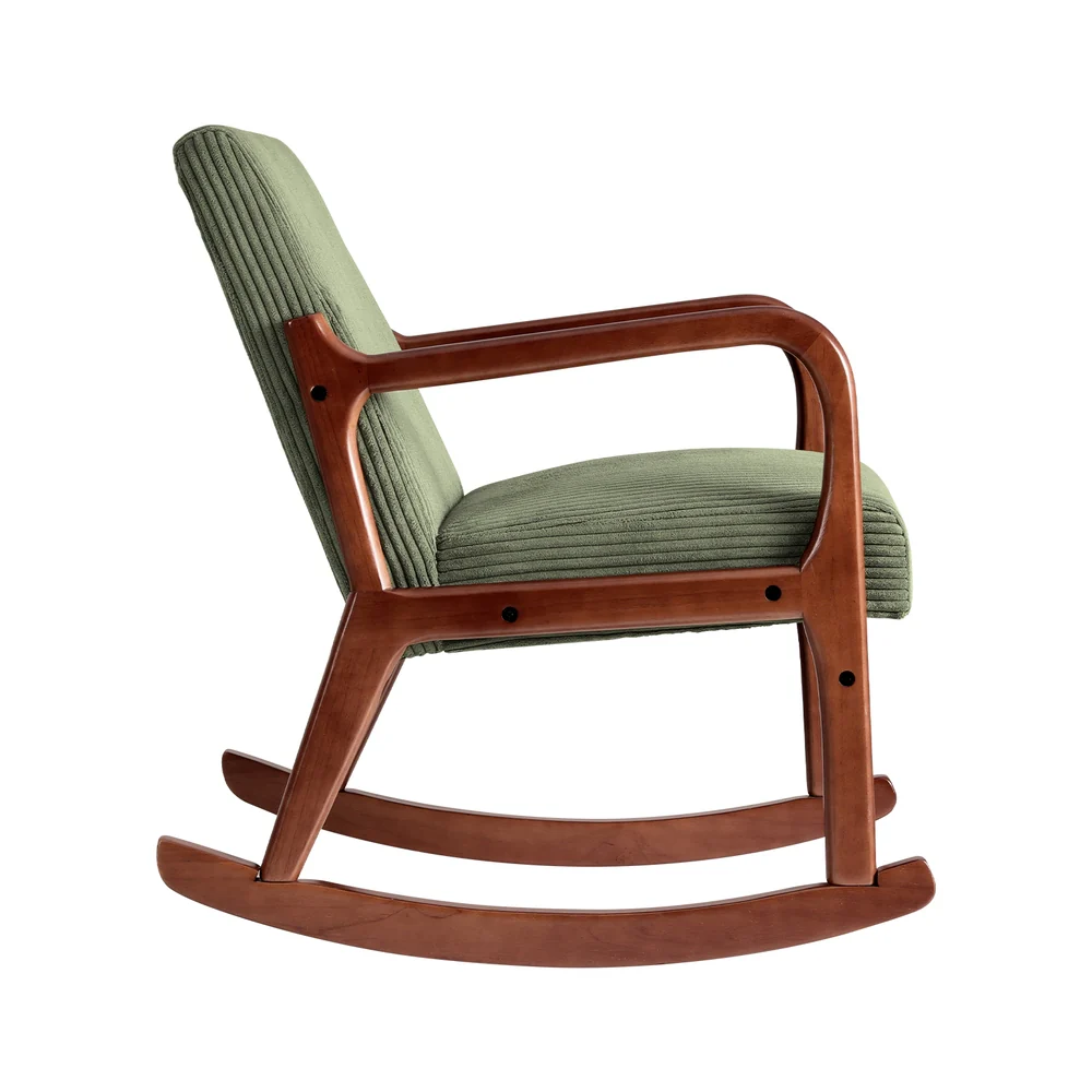 Rocking Armchair Nursery Chair Corduroy Green - Image 4